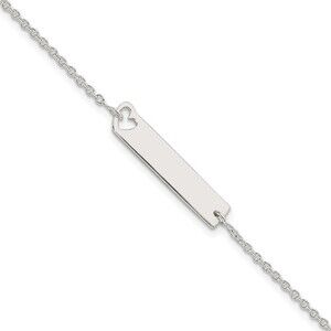 Kazi Luxury Sterling Silver Polished Heart ID 7in Bracelet